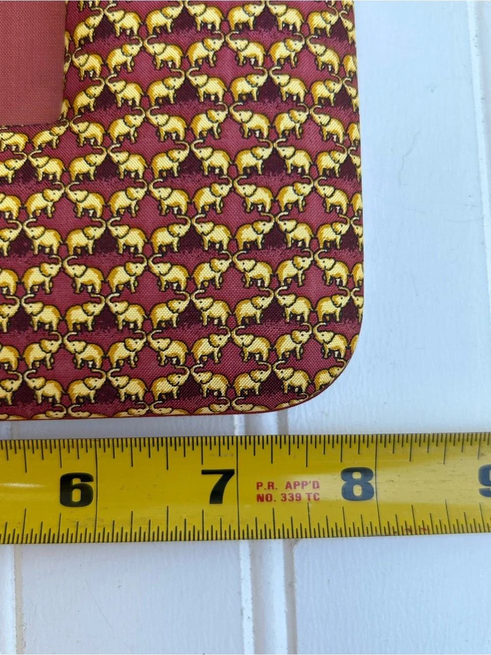 Jim Thompson Frame Picture Elephant Thai Silk Fabric Pattern Red Yellow 9x7